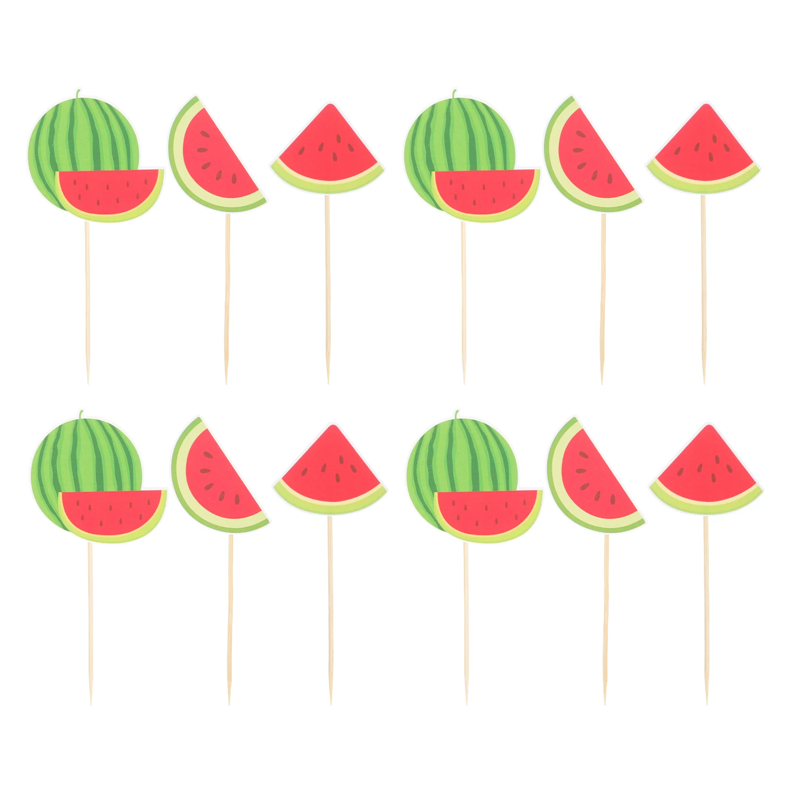 

36pcs Watermelon Cake Picks Fruit Cupcake Toppers Party Supplies Decorations Summer Dessert Insert Ornaments CakeDecor