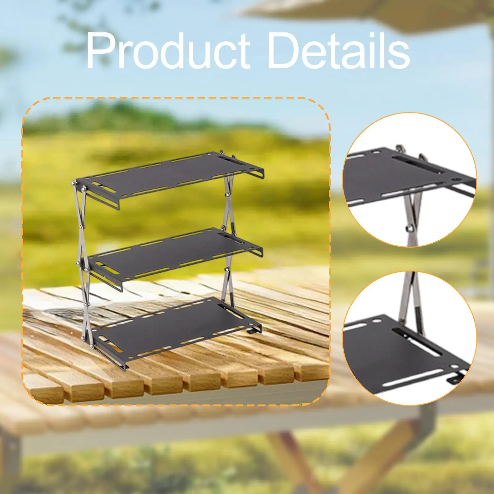 أرفف تخزين قابلة للطي، رف عرض متعدد الطبقات للمنزل الداخلي والخارجي