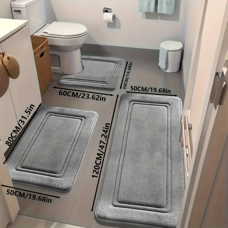 3-piece/Extra Absorbent Bath Mat, Non-slip Bathroom Rug, Ultra-soft and Comfortable Premium Bath Towel, Bathtub, Shower,Bathroom