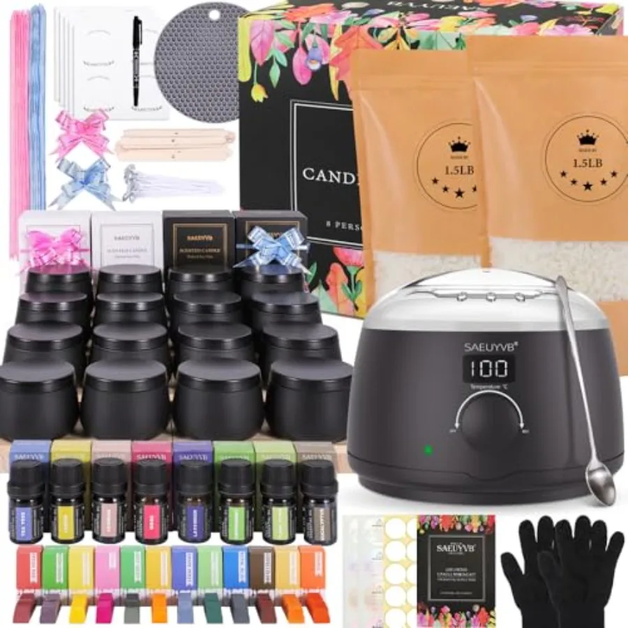 

Candle Making Kit for Adults with Hot Plate, DIY Starter Soy Candle Making Supplies/Kit - Perfect as Home Decorations Black