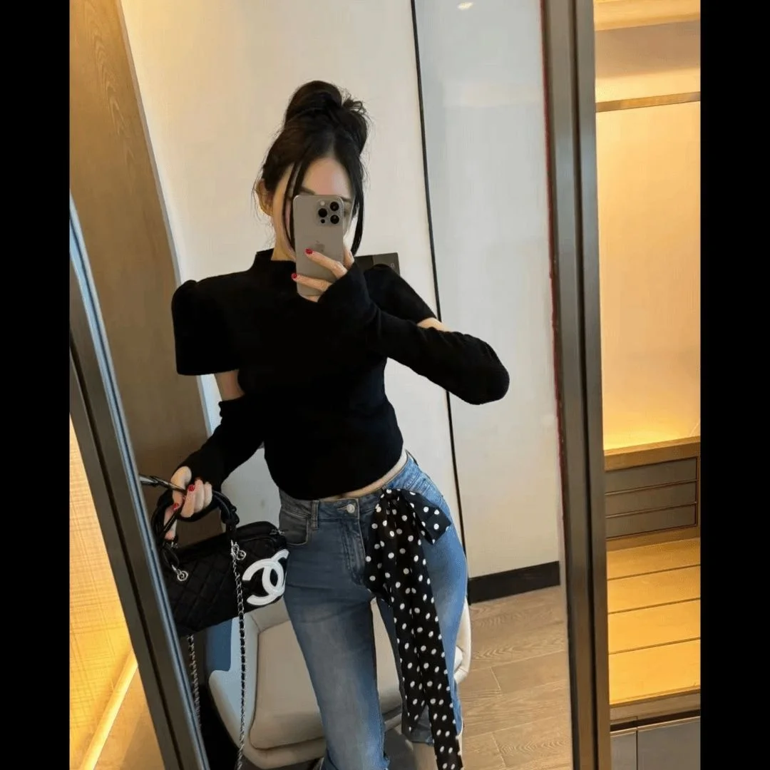 

Detachable Sleeve Knitted Sweater Women Sweaters For Spring Butterfly Decorated Crocheted Picnic Cottagecore Yellow Lovely Pearl