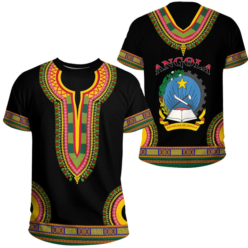 Angola Flag Summer Men\'s Tshirt Angolan National 3D Print T-Shirt Oversized GYM Tops Sports Fitness Short Sleeves Tee Shirts
