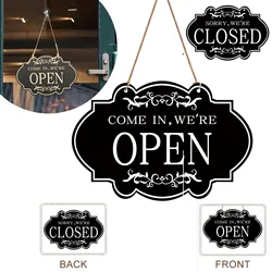 Stores Open Closed Sign Board Wooden Rustic Doublesided Hanging Vintage Open Closed Sign For Business Shop Door Window Art Decor