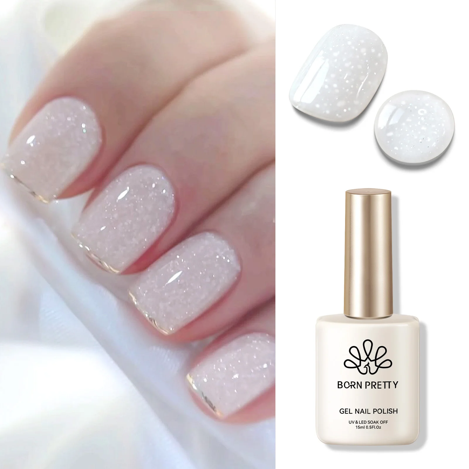 

BORN PRETTY 15ml Snow Glitter Gel Nail Polish Jelly Translucent Milky Nude Nature Color Soak Off Nail ArtManicure Salon DIY