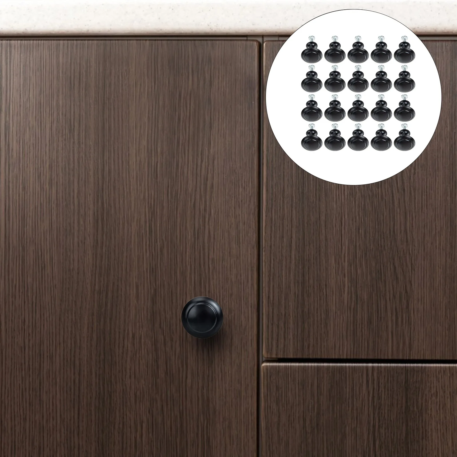 

20Sets Small Mushroom Drawer Pull Handles Stainless Steel Modern Black Cabinet Knobs for Wardrobe Cupboard Door Furniture