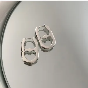 Double -heart earrings silver color for women, Korean style, ear buckle, jewelry accessories, Korean fashion, 2022 7 Main Sales Korea - №5