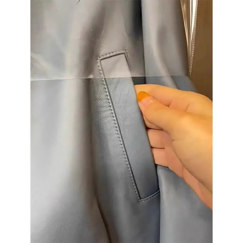 2025年秋新作 レディース ハイエンド ブルー レザー ジャケット 欧米風 多機能 スイート＆クール ルーズジャケット トップス アウター