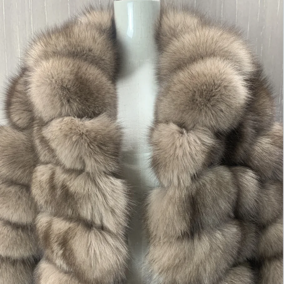 Detachable Real Fox Fur Coat, Long Fur Coat, Large Lapels, Detachable Sleeves, 3 in 1, Warm in Winter