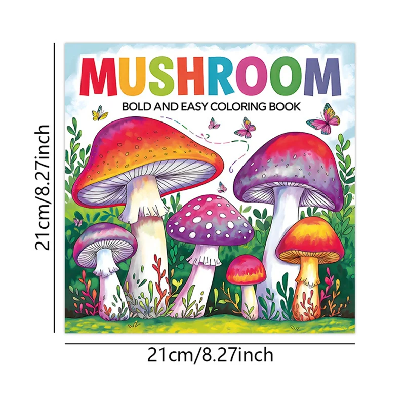 สมุดระบายสี EDT-Mushroom สําหรับผู้ใหญ่: ศิลปะภาพประกอบหน้าระบายสีผ่อนคลายและสร้างสรรค์