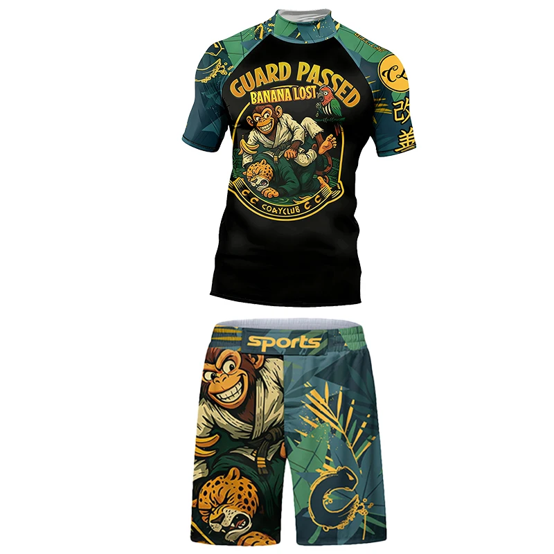 Cody Lundin Man Rash Guard BJJ OEM Clothing Quick Drying Breathable Fighting Running Green Gold Complete Muay Thai Jiu Jits Kit