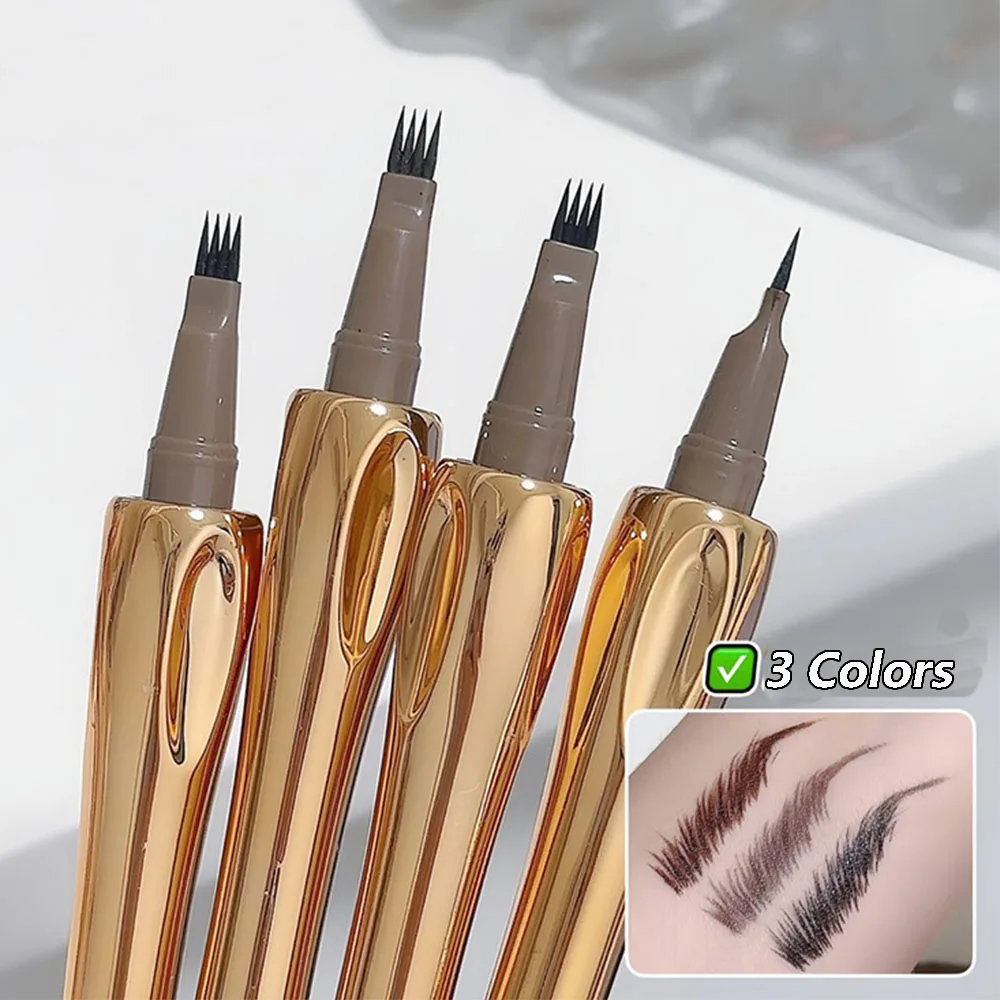 4 Forks 3D Wild Eyebrow Pencil Lasting Waterproof Eyebrow Pen Liquid Brown Gray Eyebrow Tattoo Pen Brow Styling Cosmetics