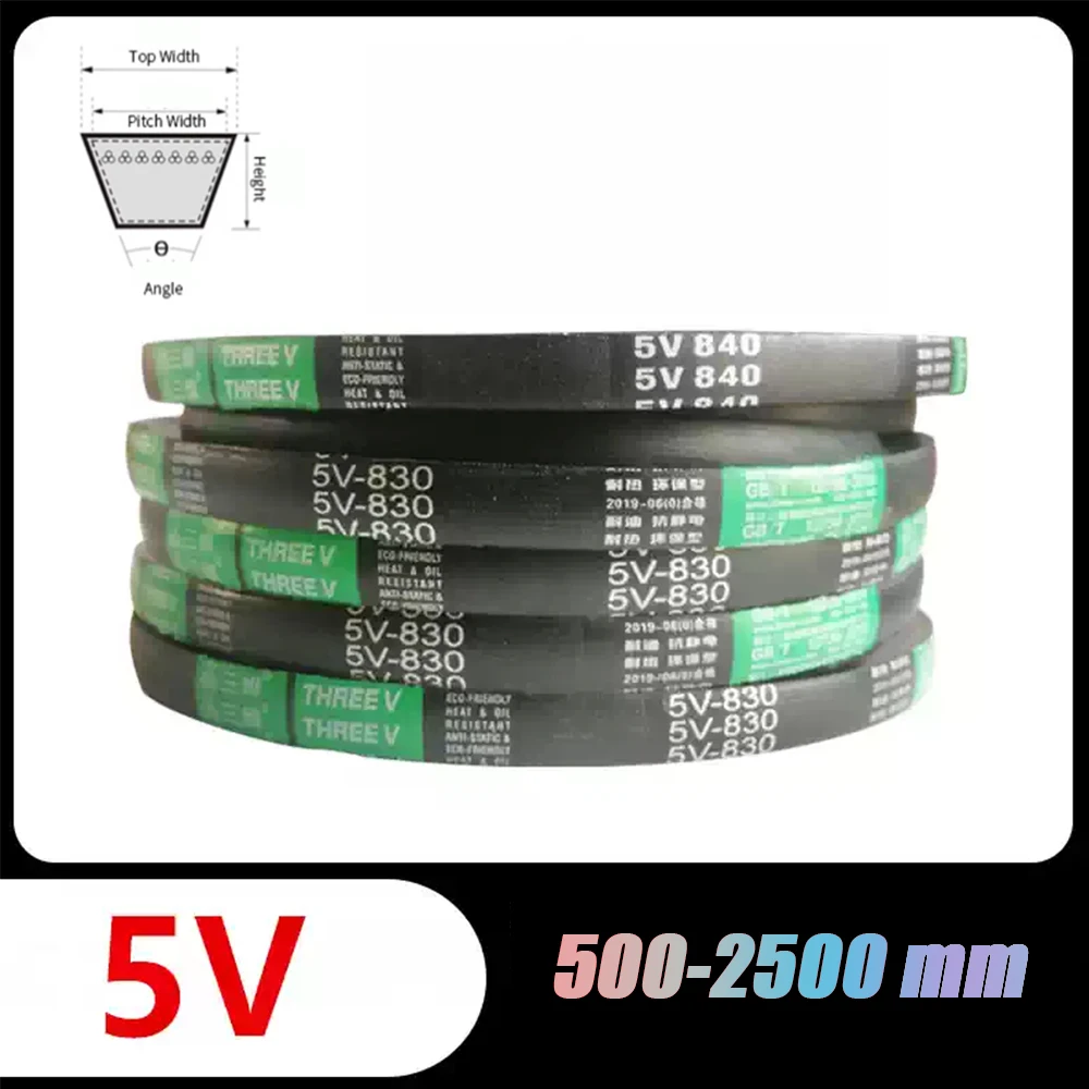 Type 5V Drive Rubber V Belt Narrow Transport Strap Conveyor Belts Outer circumference Lenght: 500mm-2500mm 1/2Pcs