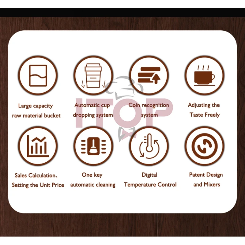 ITOP IT-CIM03B Automatic Beverage Vending Machine with Coin Function Coffee Machine 3 Flavors Coffee/Milk Tea/Chocolate 220-240V