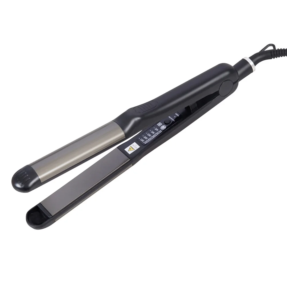 Black Electric Hair Straightener Dual-Use Flat Iron Curling Iron For Home Salon 360° Rotating Cord Steam Straightener Portable