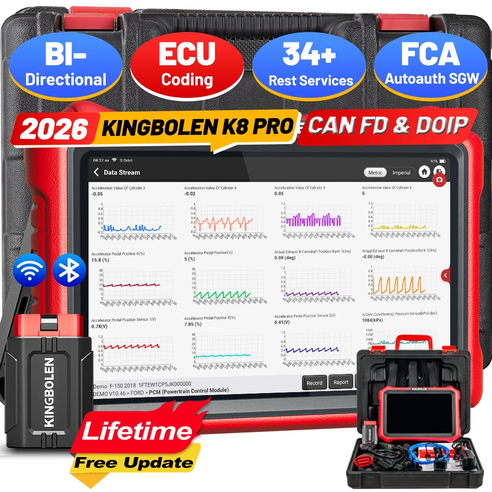 Mise à jour gratuite à vie KINGBOLEN K8 PRO K8 Elite Outil de diagnostic automobile OBD2 Codage ECU Test bidirectionnel CAN FD DOIP 34 fonctions de réinitialisation