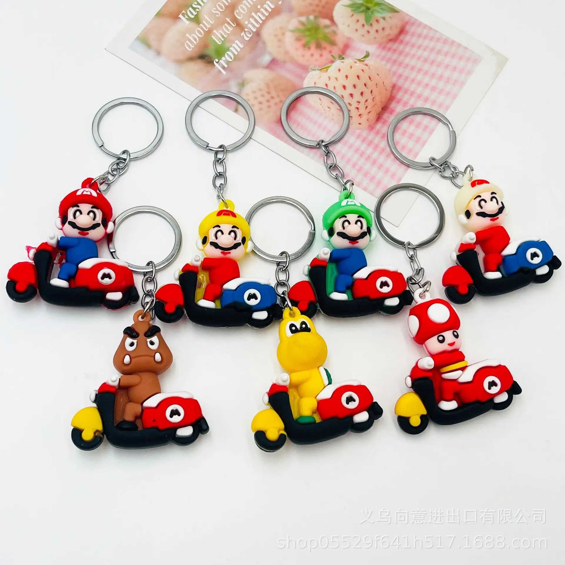 Anime Keychain Cartoon Cycling Mario Free Shipping Creative Gift Super Mary Action Figure Car Keychain DIY Jewelry