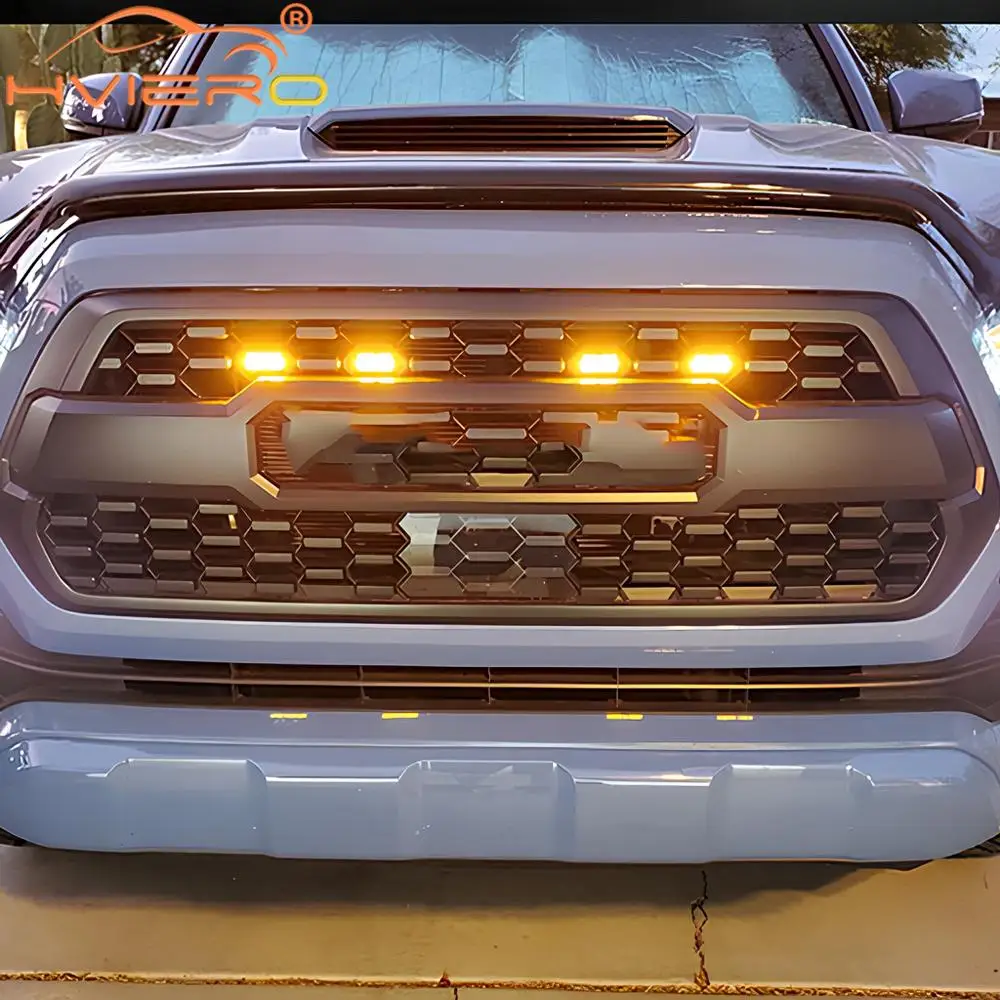 4X 6led 12V Car Grille Yellow Light Signal Daytime Running LED Decorative Warning Lamp Pickup Truck Haze Control Raptor Lighter