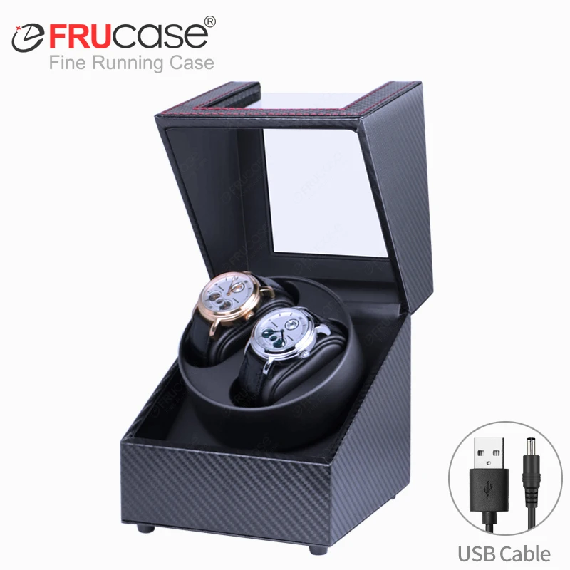 [2 Rotatiemodi] FRUCASE PU Watch Winder voor automatische horloges Horlogedoos 1-0 / 2-0 - afbeelding 1