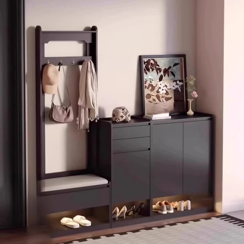 Integrated Simple Shoes Rack Black Wall Storage Design Family Shoes Rack Clothes Stand Meuble Rangements Cabinet Furniture