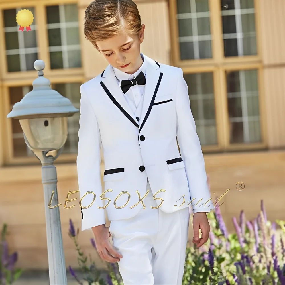 Boys fashion suit, black covered collar 2-piece set, boys 2-button jacket and trouser suit, children's dress for 2~16 years old