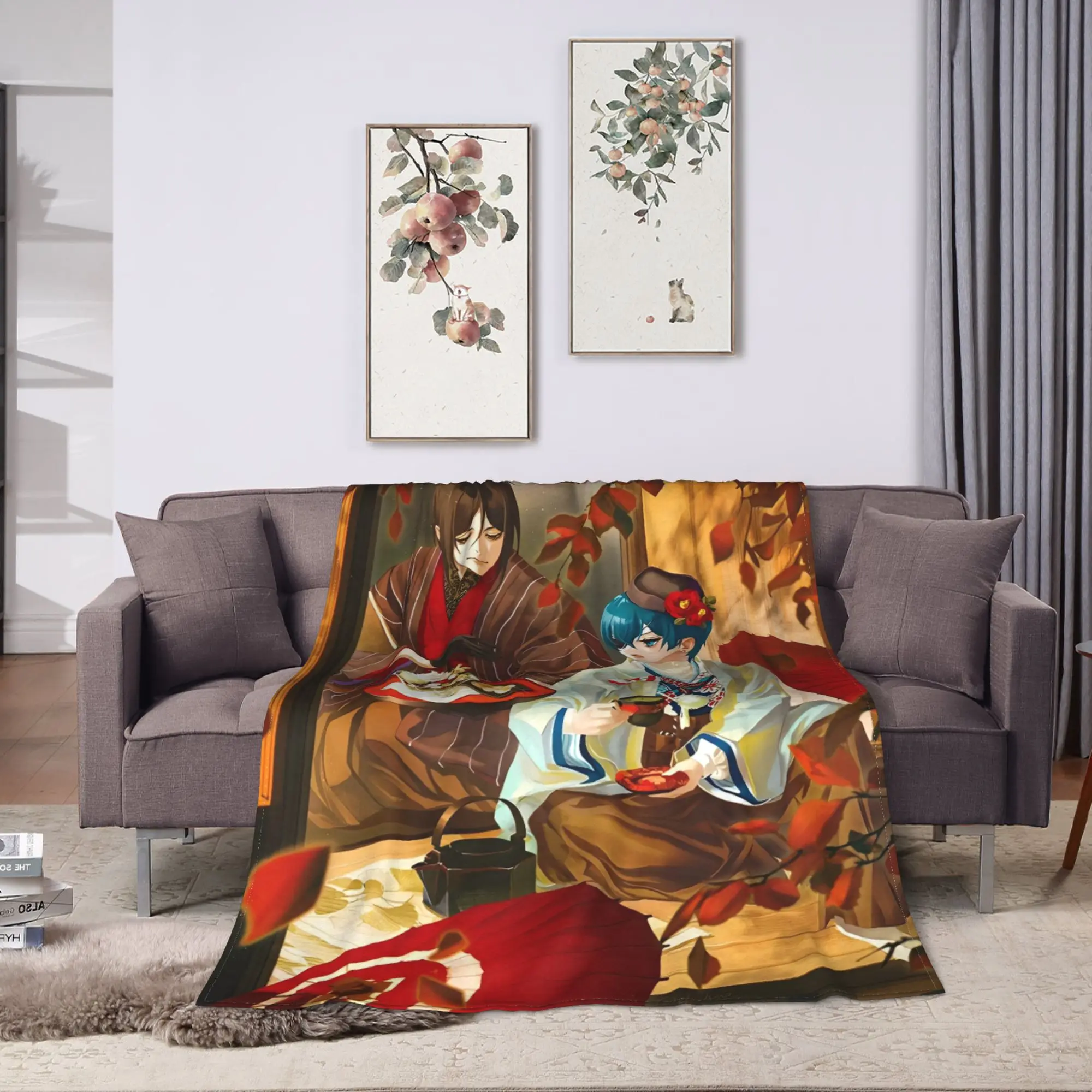 Soft Warm BlanketsGirls Boys Travel Black Butlers  Throw Blanket  Flannel Bedspread For Living Room Novelty Sofa Bed Cover