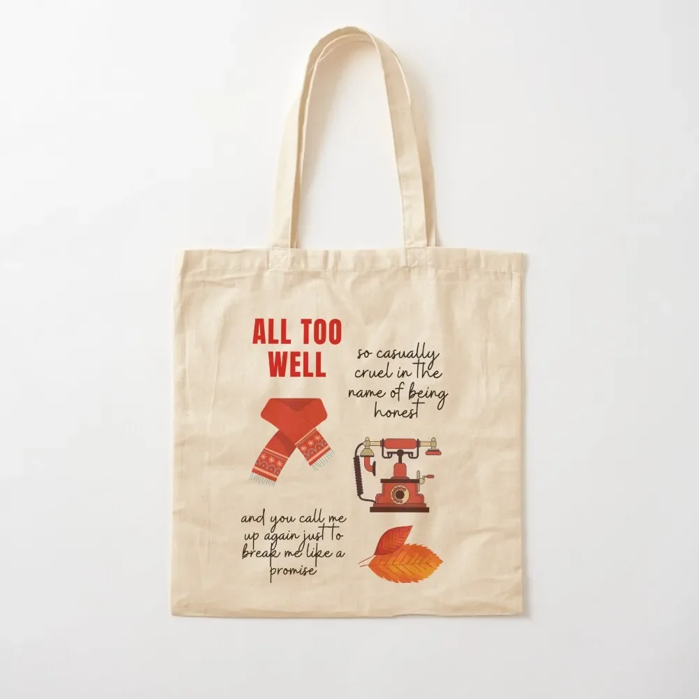 

All Too Well Print Tote Bag supermarket folding bag Gift bags Shopper bag Women's tote Canvas Tote