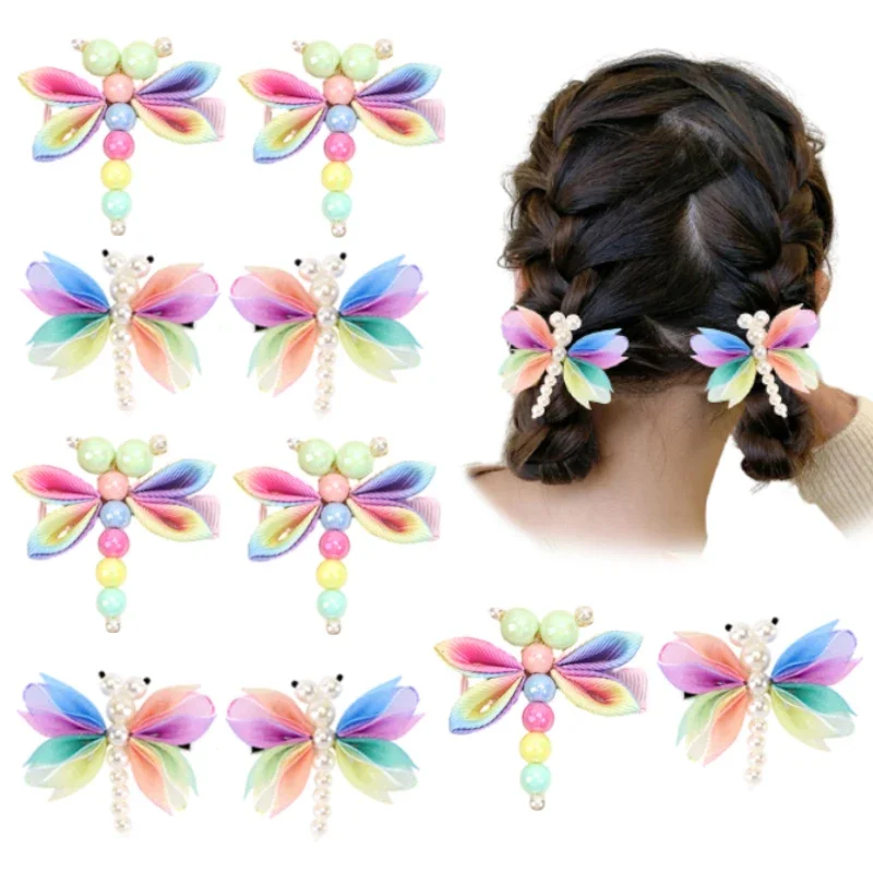 ncmama 2Pcs Fashion Dragonfly Hair Clips For Women Girls Cute Pearl Hair Pin Barrette  Ladies Headwear Hair Accessories Ornament