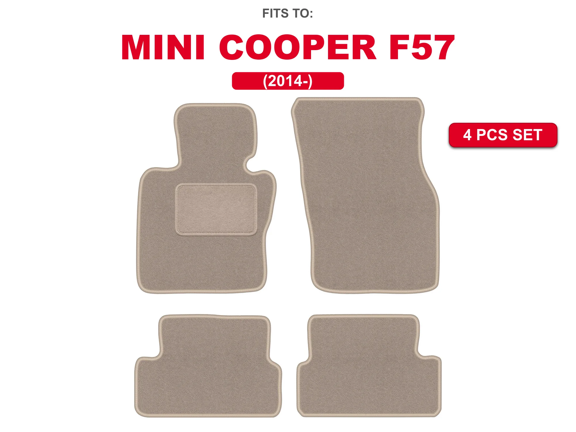 Auto velourmatten voor: Mini Cooper F57 2014-convertible beige automatten set