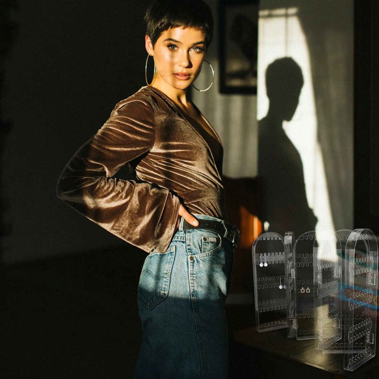 

1Pcs Earrings Storage Box Foldable Jewelry Display Stand Transparent Multi-Layer Necklace Organizer Jewelry Holder Display Rack