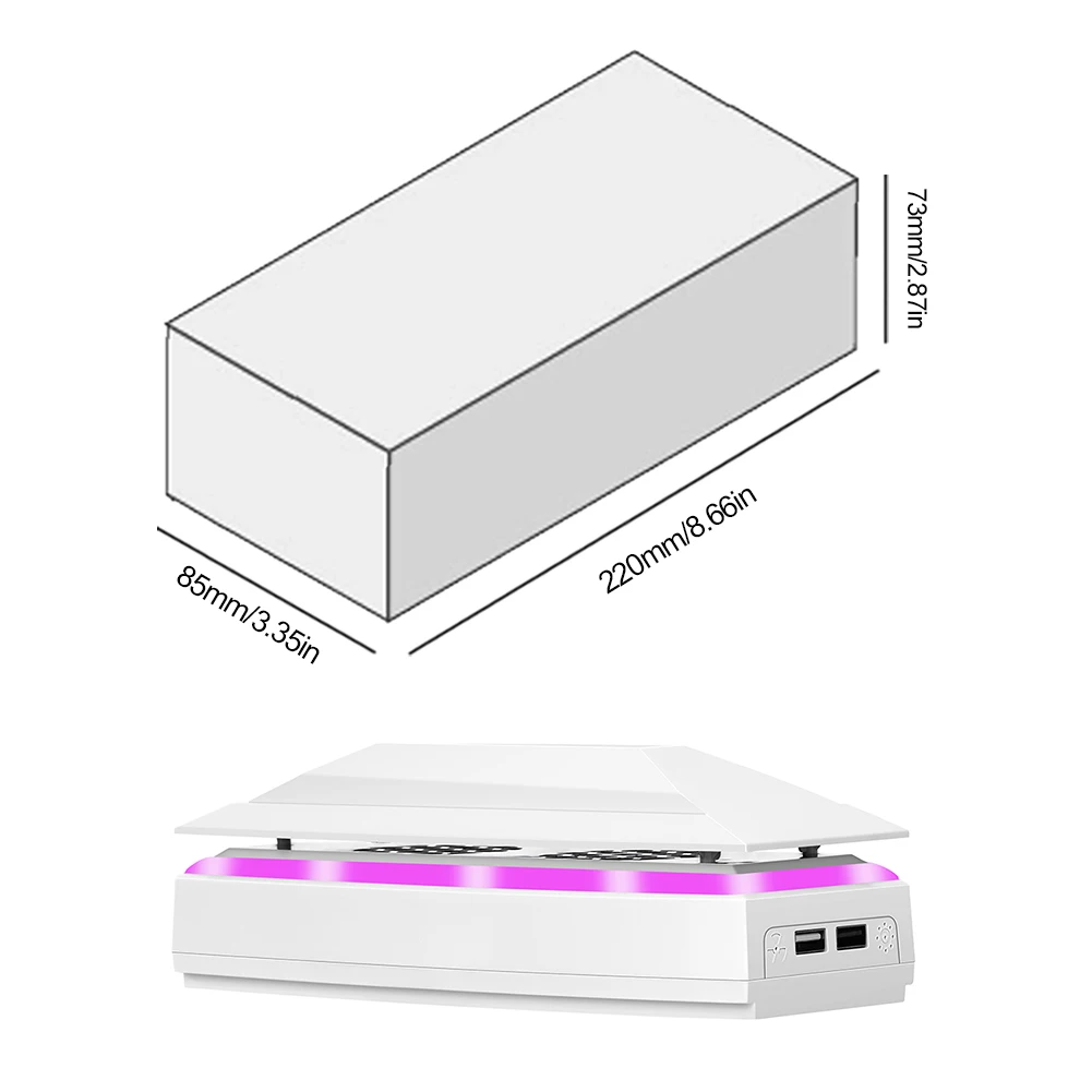 

Console Cooling Fan with Dust Cover Colorful LED Light 2 USB Port Cooling Fan Adjustable Fan for PS5 Slim Console Disc/Digital