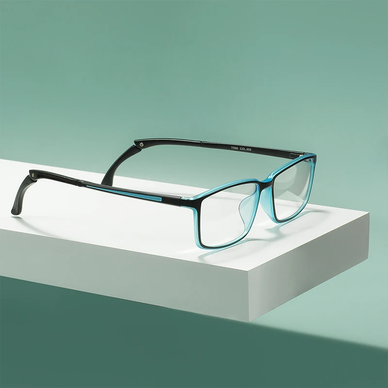 

Men Lightweight TR90 Spectacles Rectangular Full Rim Sport Eyewear Frame With Anti Slip Holder For Prescription Lenses