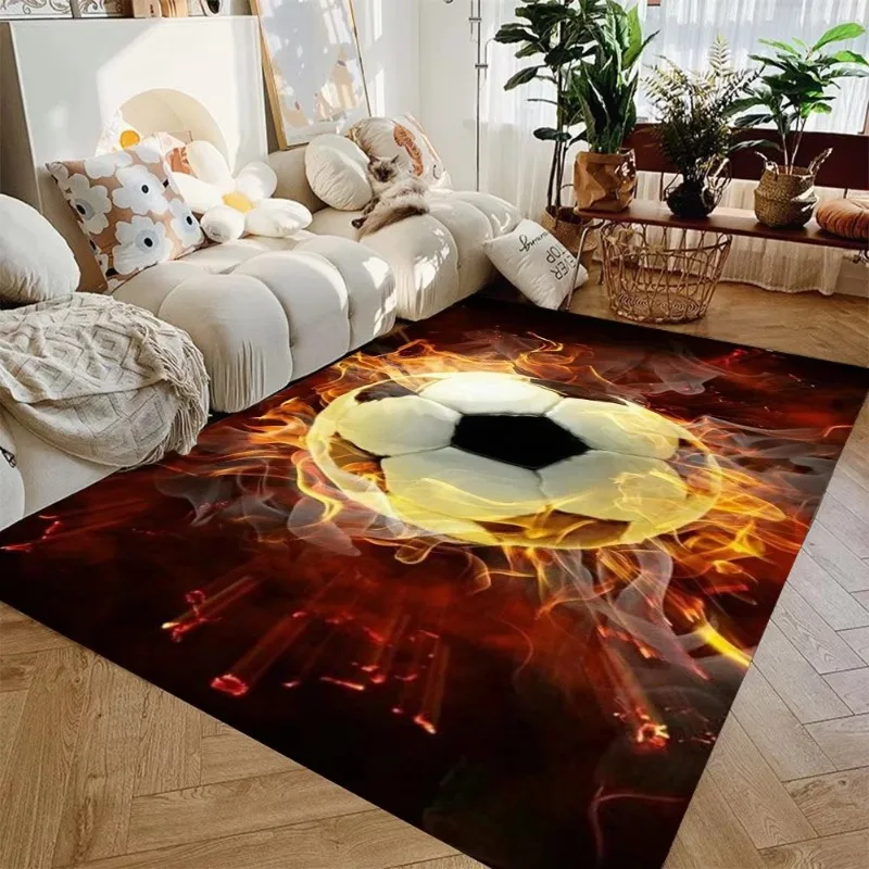 3D Ball Soccer Carpet Living Room Floor Mat Non Slip Bedroom Doormat Washable Home Hallway Area Decor Rug Kids Play Area Rug
