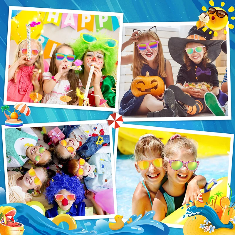 12-120pcs Kids Sunglasses Bulk for Children's birthday party favors Neon sun glasses Boys Girls Summer Beach Pool Party Supplies