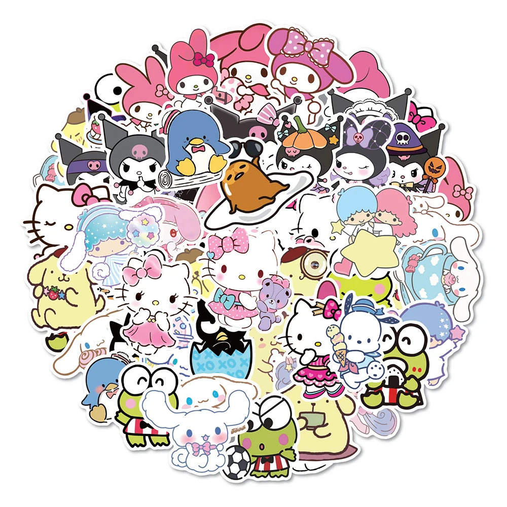 

10/30/50pcs Kawaii Sanrio Stickers for Kids Kuromi My Melody Hello Kitty Cartoon Decals Cute Waterproof Graffiti Sticker Toys