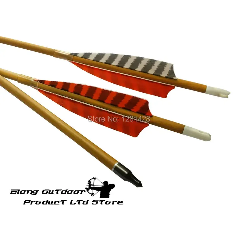 

12PCS 30" SP600 Wood Camo Carbon Arrow With 4" Feather(1White2Orange)&Points For Archery Outdoor Bow