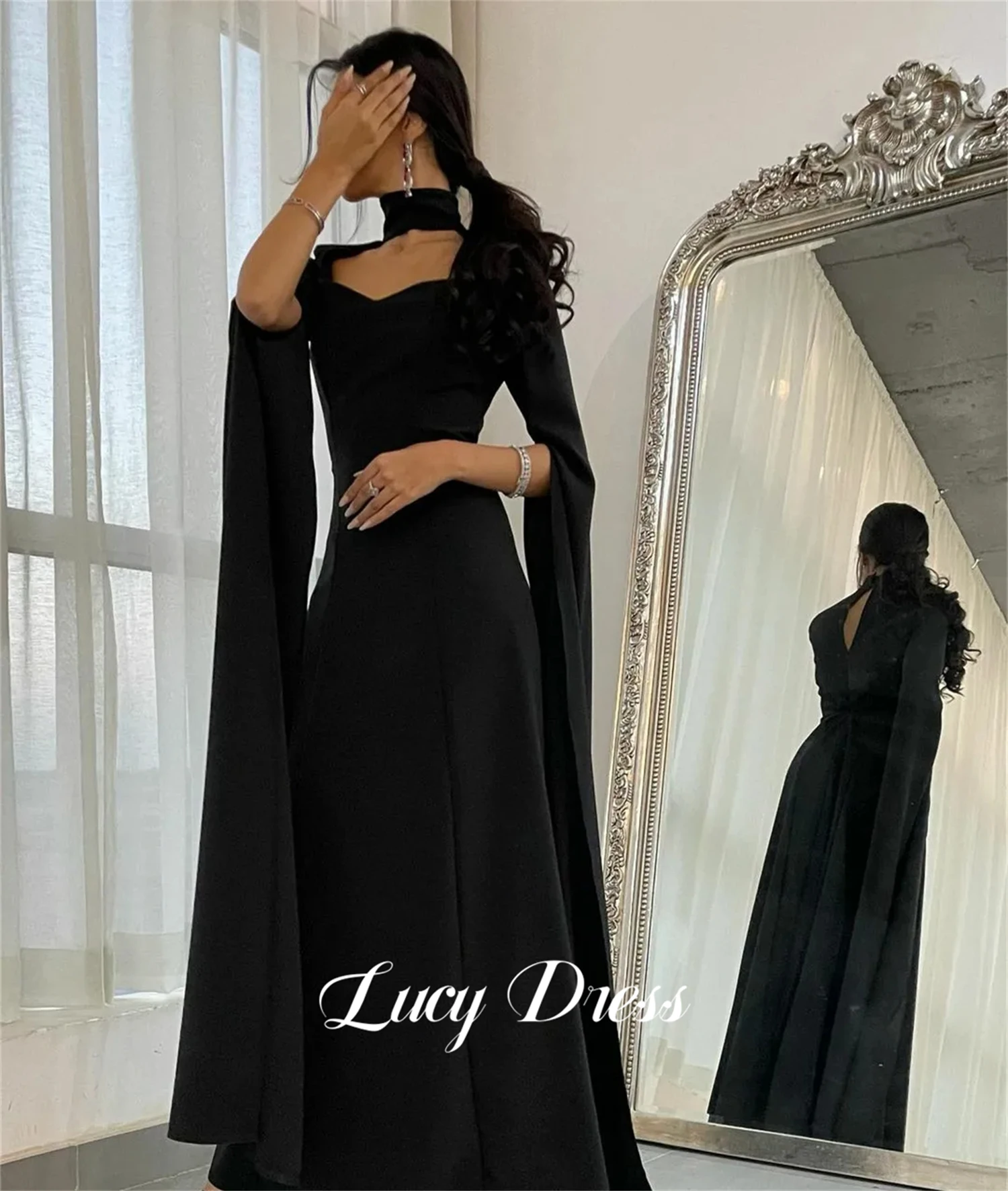 

Lucy Eid Al-fitr Grace Black Evening Dress Shawl Elegant Party Dresses for Women 2024 Prom Dubai Luxury Women's Female Gown