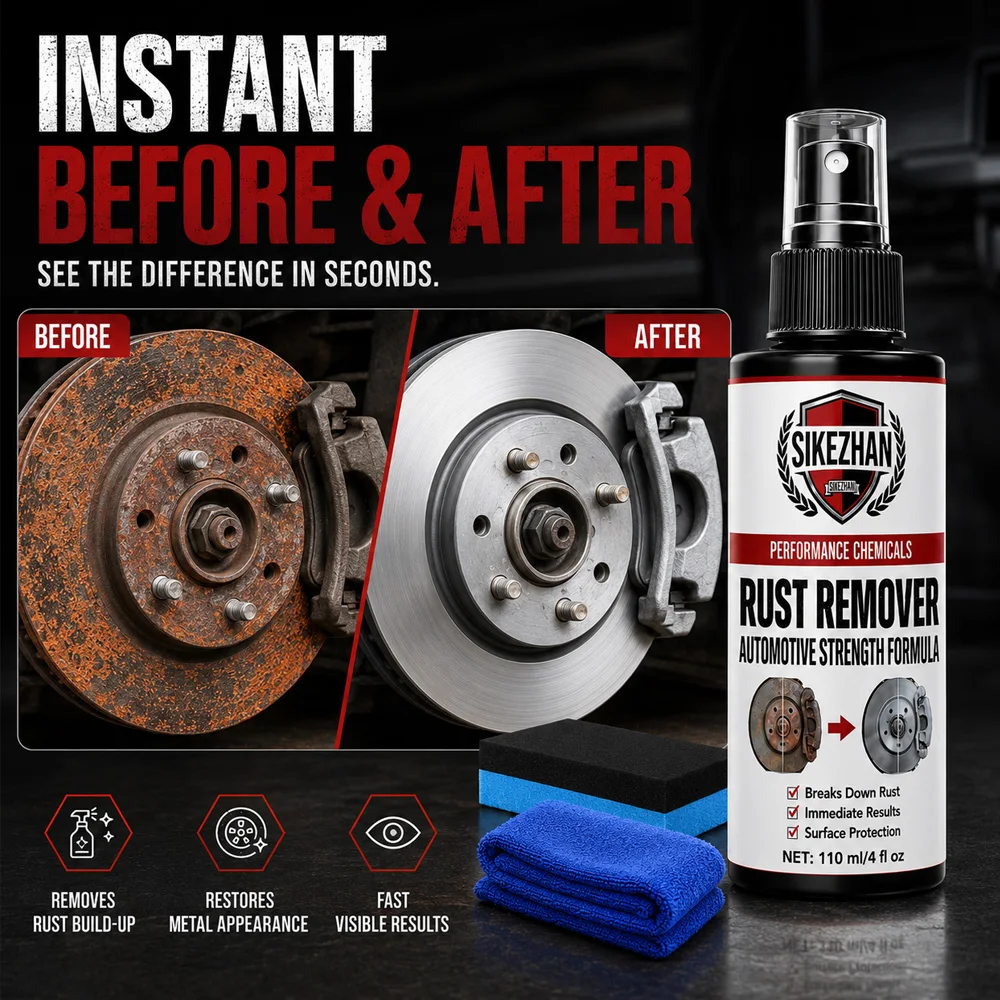 3Pcs 110ml Car Rust Remover Spray Metal Surface Hub Cleaning Liquid Anti Rust Agent Auto Detailing Maintenance Cleaner Kit