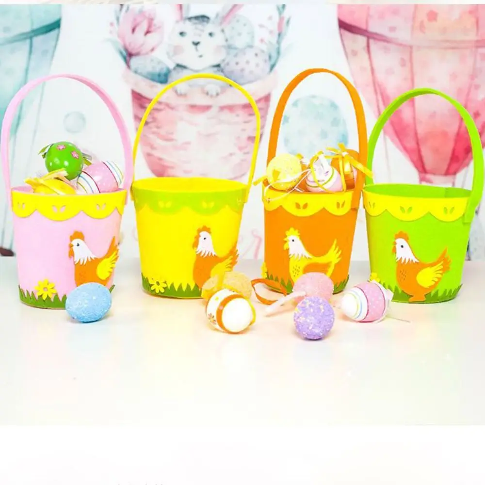 Portable For Children Kids Candy Egg Buckets With Handle Non-woven Bag Ornament Easter Egg Bag Candy Bag Tote Bag Gift Pouch