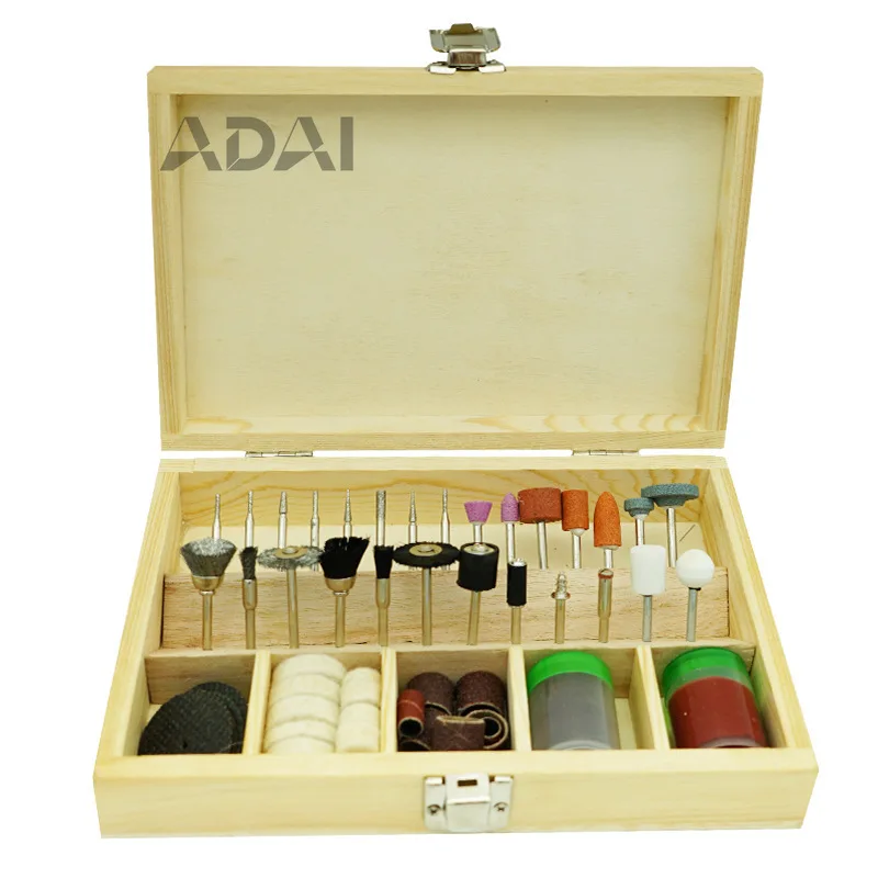 

Набор для полировки, резьбы, шлифовки и резки, 100/105/166 предметов, в деревянном футляре, аксессуары для электрических шлифовальных машин