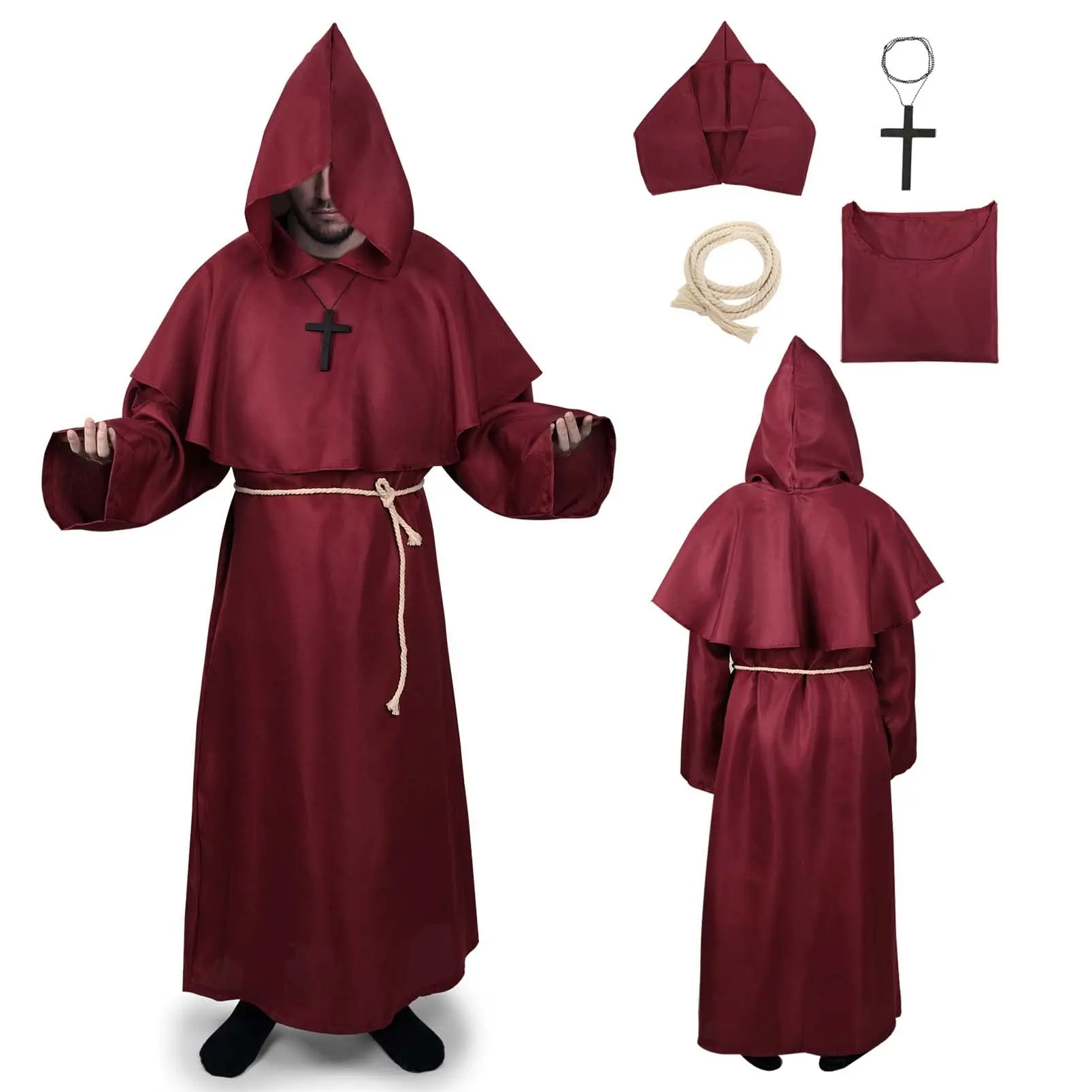 

Medieval Robes Hooded Monk Robes Costume Priester Monk Robes Costume Halloween Robes Cosplay Costume For Adults Women Men
