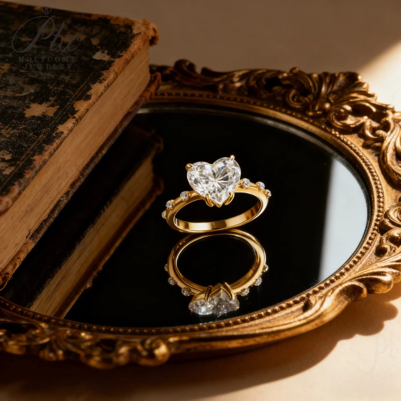 

Moissanite 3CT Heart Cut Ring Elegant Four-Prong Setting Brilliant Perfect Romantic Jewelry for Proposal Wedding Birthday Gifts