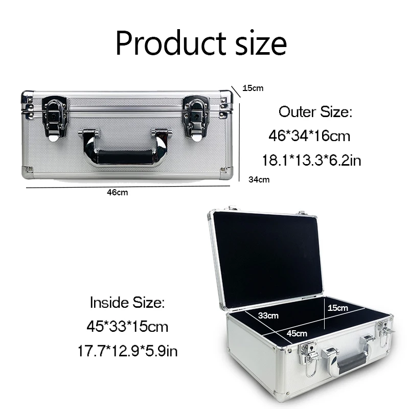 Portable Aluminum Case Tool box Organizer Waterproof Equipment Toolbox Safety Instrument Case Hardware Storage Box with Sponge