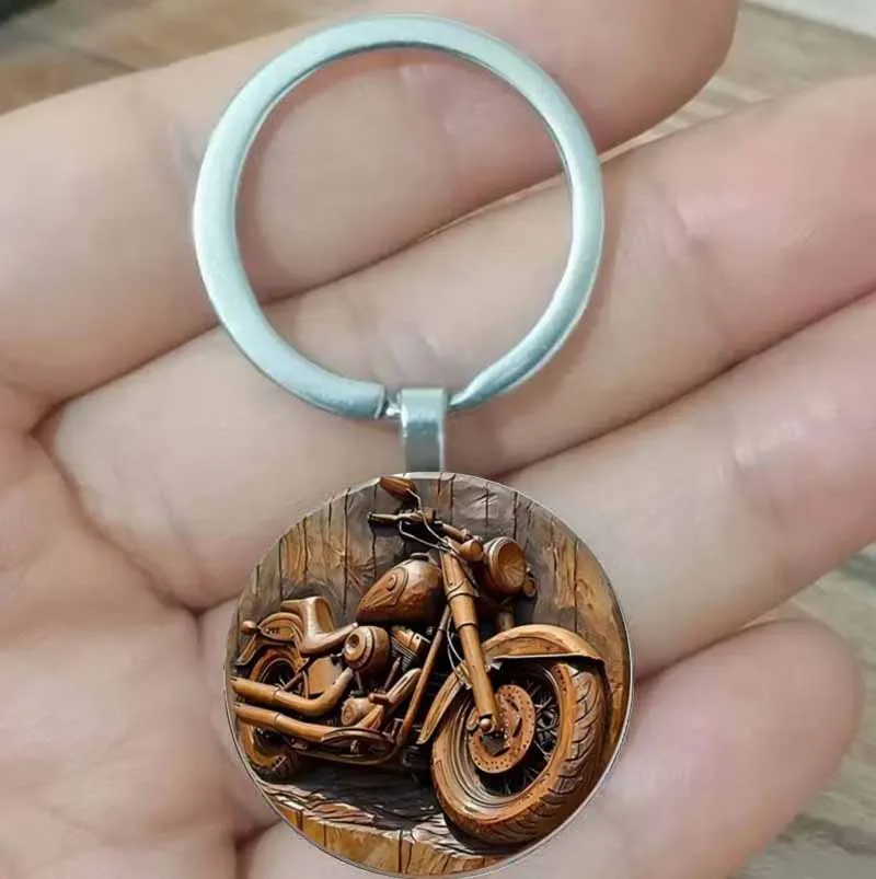 

Retro style motorcycle pattern zinc alloy keychain, Easter, anniversary birthday. Graduation party, brother and sisters annivers