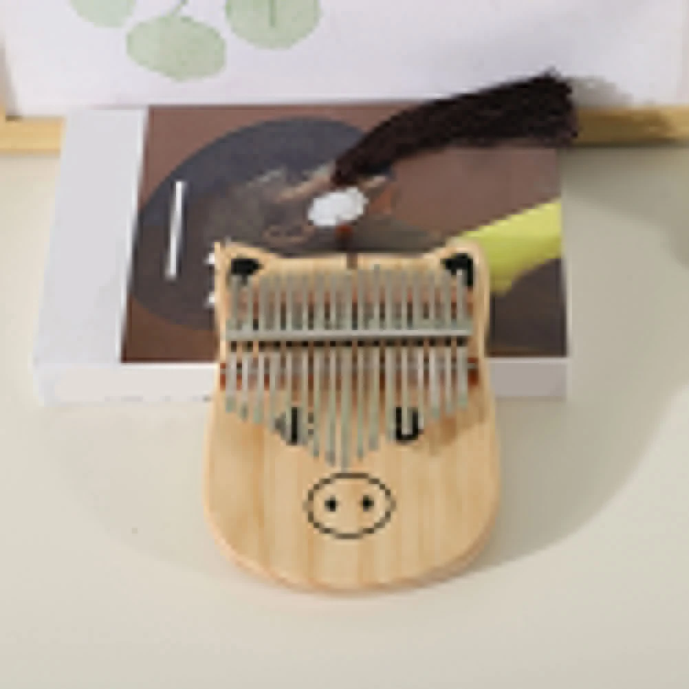 

Wooden Finger 17-tone Finger Piano For Beginner Durable Metal Material Beginner Kids Hand Kalimba Cartoon Musical Instrument