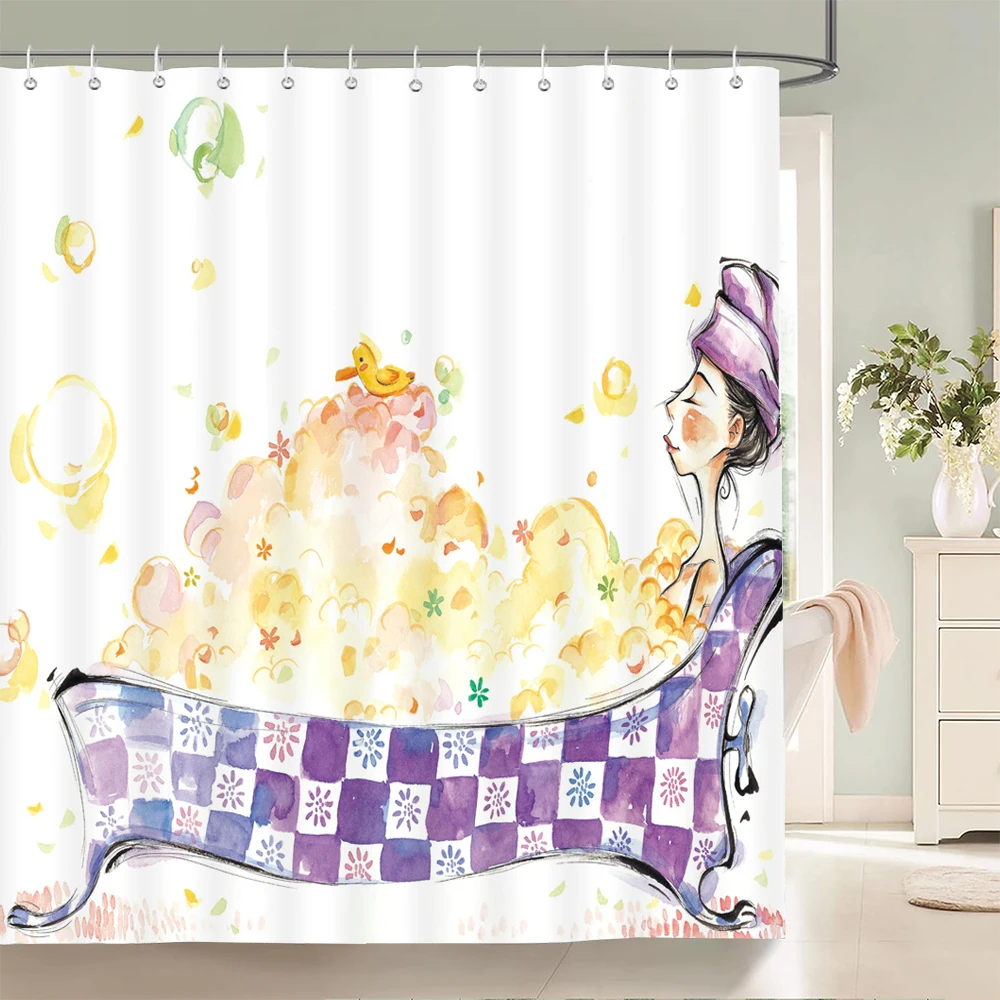 

Романтические розовые 3D занавески для душа для девочек с принтом для ванной комнаты, занавеска для душа, водонепроницаемая полиэфирная ткань, украшение для занавески для ванны