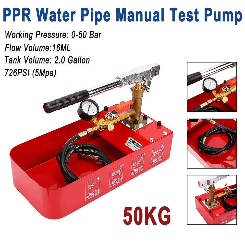 

Тестер гидростатического насоса 5 МПа Гидравлический ручной насос для испытания на давление для установки водопроводных труб PPR с соединением от 1/4 до 1/2 дюйма