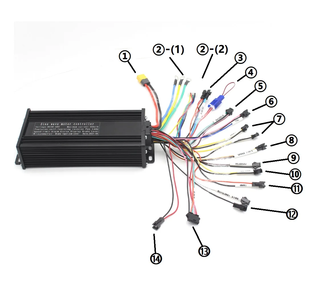 48V 52V 60V 72V 1500W-3000W 45A 3-mode Sine Wave ebike Controller with Colorful LCD Display UKC-1 SW900