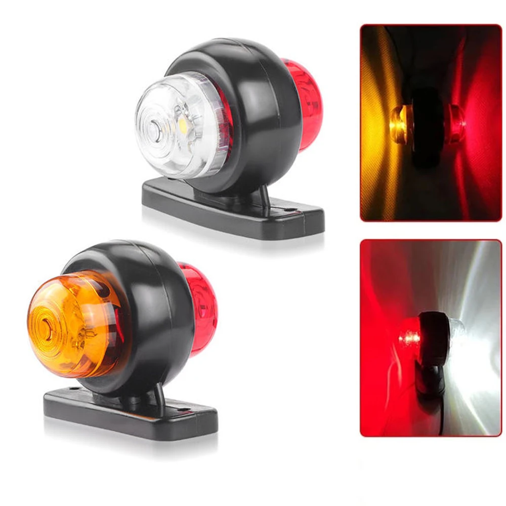 Feux de position latéraux de camion, feu de contour, voyant lumineux rouge ambre, remorque, camionnette, bus, caravane, bateau, 12V, 24V, 2 pièces