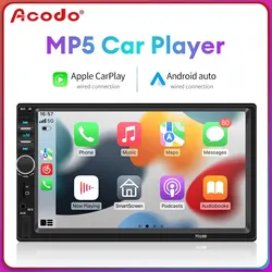 Acodo 2din Stereo 7-calowy przewodowy ekran dotykowy radiowy Multimedia Bluetooth USB TF Radio FM Autoradio Odtwarzacz MP5