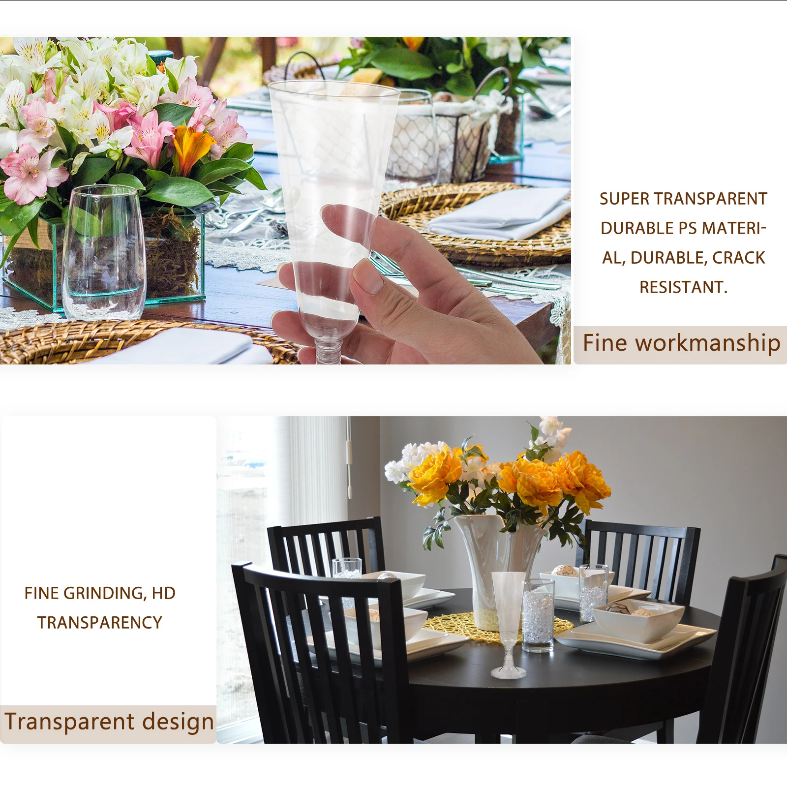 

12 Pcs Transparent Glasses Disposable Water Goblets Cocktail Party Cups